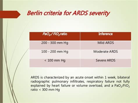 ards criteria pao2/fio2